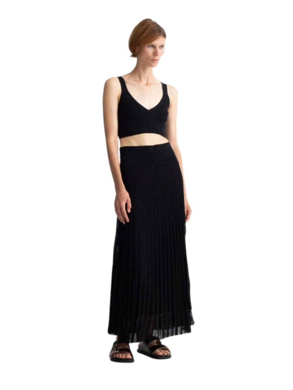Maria McManus Gauzy Maxi Skirt Womens Medium Black High Rise Waist Pleated